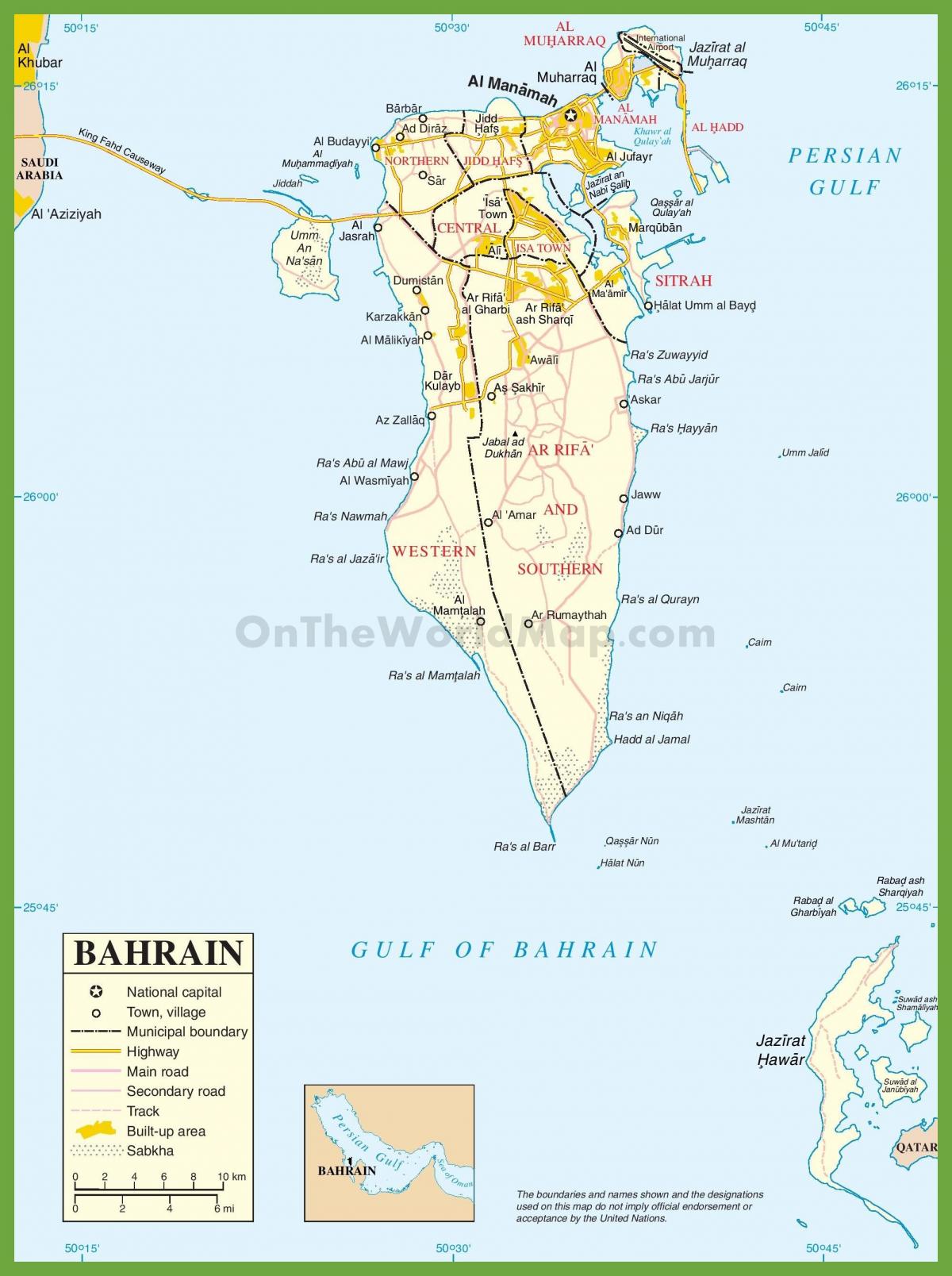 ბაჰრეინის ქალაქებში რუკა